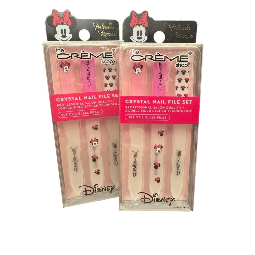 Disney The Crème Shop Minnie Mouse Glass Nail File Double Sided Etched Set of 2